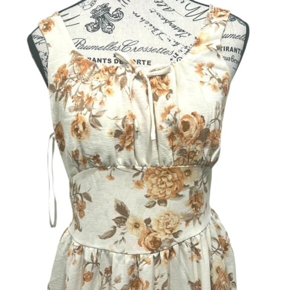 Monteau Cream Floral Maxi Dress Large - Picture 3 of 16